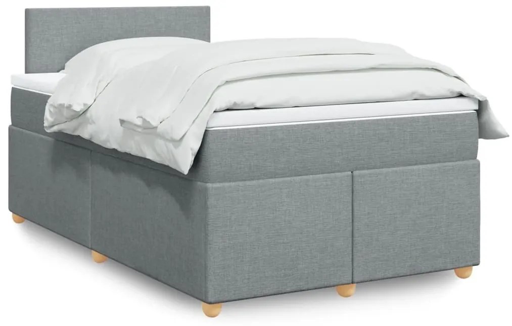 Κρεβάτι Boxspring με Στρώμα Ανοιχτό Γκρι 120x200 εκ. Υφασμάτινο - Γκρι