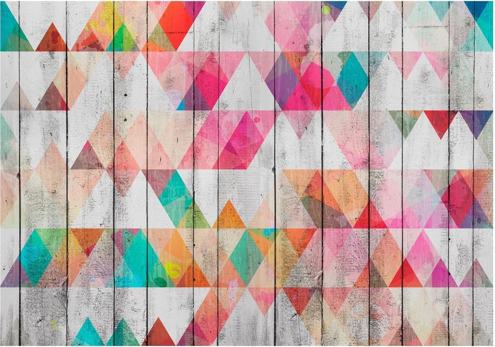 Αυτοκόλλητη φωτοταπετσαρία - Rainbow Triangles - 98x70