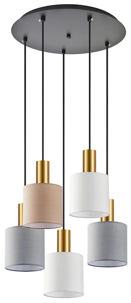 Φωτιστικό Οροφής  SE21-GM-4-5BL-SH123 ADEPT FLEX Gold Matt Pendant White, Grey, Brown Fabric Shade+ - 77-8946 - 51W - 100W - 77-8946