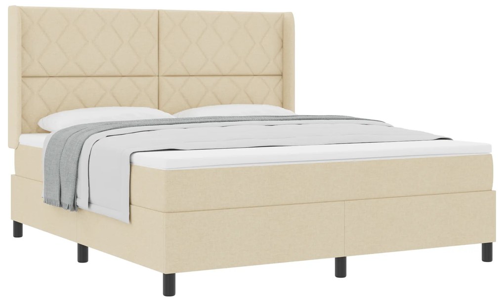 vidaXL Κρεβάτι Box Spring με Στρώμα - Κρεμ 180x200 εκ. Υφάσματος