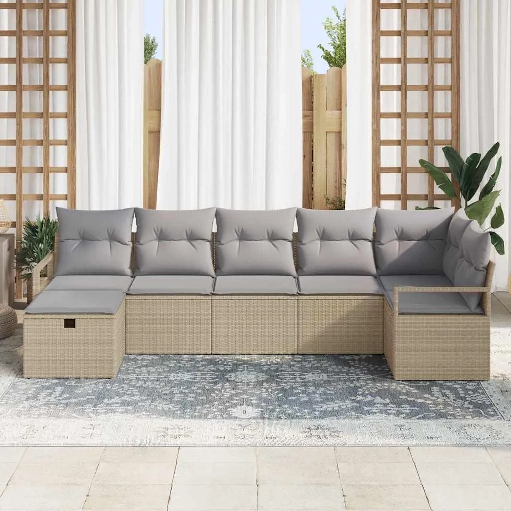 vidaXL Σετ Καναπέ Κήπου 7 pcs μπεζ και ανοιχτό γκρι 287 x 122 x 85 εκ
