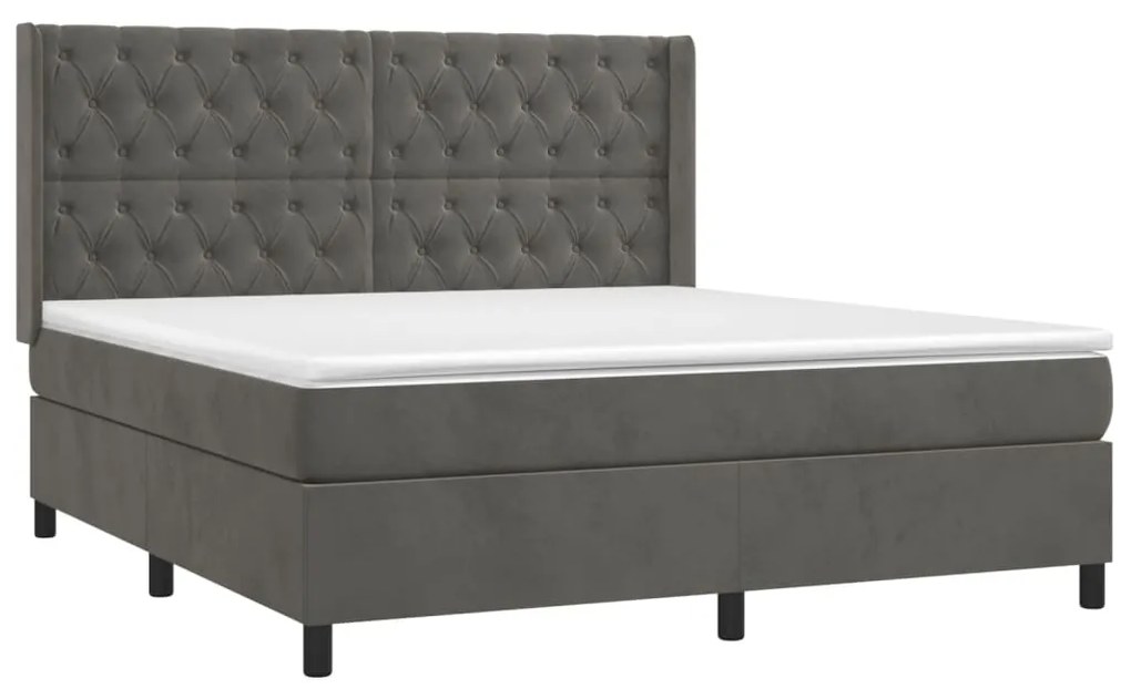 ΚΡΕΒΑΤΙ BOXSPRING ΜΕ ΣΤΡΩΜΑ ΣΚΟΥΡΟ ΓΚΡΙ 160X200 ΕΚ. ΒΕΛΟΥΔΙΝΟ 3132868