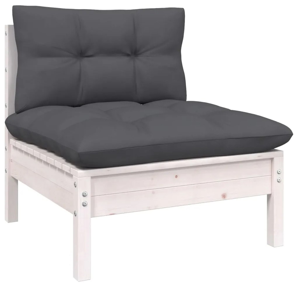 vidaXL Σαλόνι Κήπου Σετ 11 Τεμ. Λευκό Μασίφ Ξύλο Πεύκου &amp; Μαξιλάρια