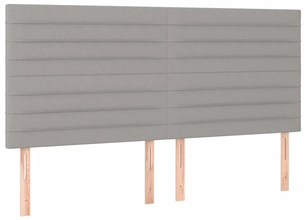 vidaXL Κρεβάτι Boxspring με Στρώμα Ανοιχτό Γκρι 200x200 εκ. Υφασμάτινο