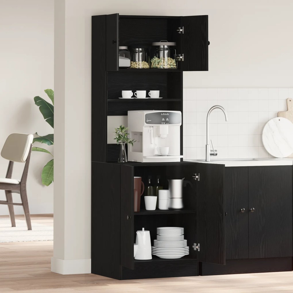 vidaXL ντουλάπι κουζίνας  σε μαύρη δρυ 60x50x180 εκ., φτιαγμένο από ξύλο.
