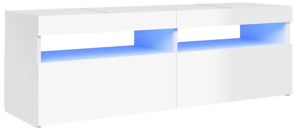vidaXL Έπιπλο Τηλεόρασης με LED Γυαλιστερό Λευκό 120 x 35 x 40 εκ.
