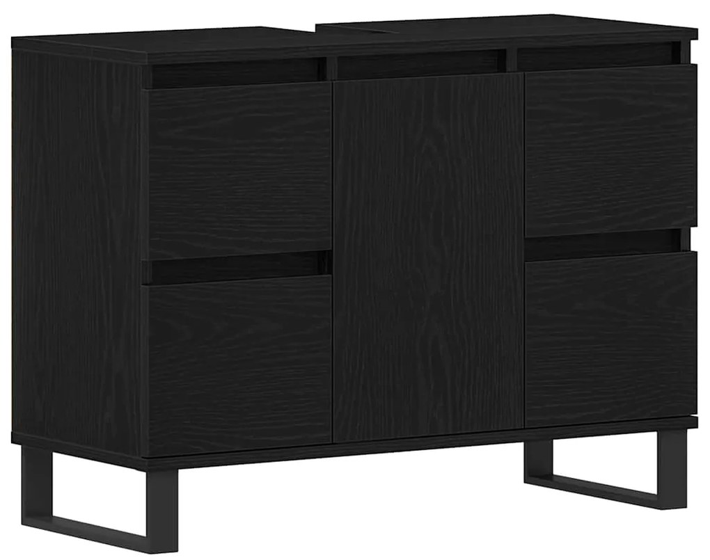 vidaXL Ντουλάπι Μπάνιου Μαύρη δρυς 80 x 33 x 60 εκ Επεξεργασμένο ξύλο