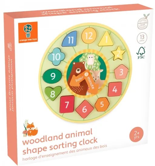 Ξύλινο Παιχνίδι Ρολόι με Σχήματα Woodland Orange Tree Toys 60-13142