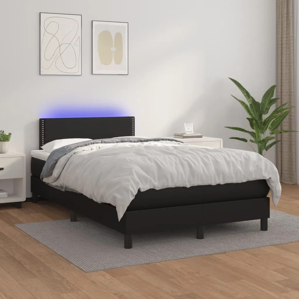 ΚΡΕΒΑΤΙ BOXSPRING ΜΕ ΣΤΡΩΜΑ&amp;LED ΜΑΥΡΟ 120X190ΕΚ.ΣΥΝΘΕΤΙΚΟ ΔΕΡΜΑ 3270129