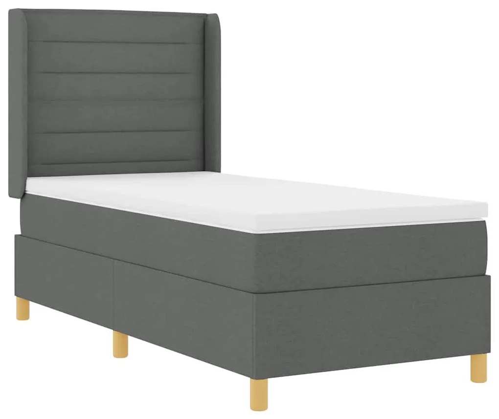 vidaXL Κρεβάτι με ελατήρια με στρώμα Γκρι 100 x 200 cm ύφασμα