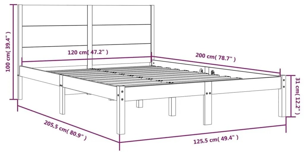 Σκελετός Κρεβ. Χωρίς Στρώμα Λευκό 120x200 εκ Μασίφ Πεύκο - Λευκό