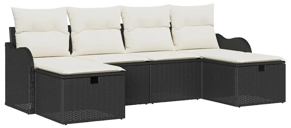 vidaXL Σετ Καναπέ Κήπου με μαξιλάρι 6 pcs Μαύρο Πολυ ράταν