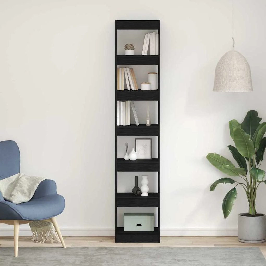 vidaXL Βιβλιοθήκη Μαύρη δρυς 40 x 30 x 198 εκ. Επεξεργασμένο ξύλο