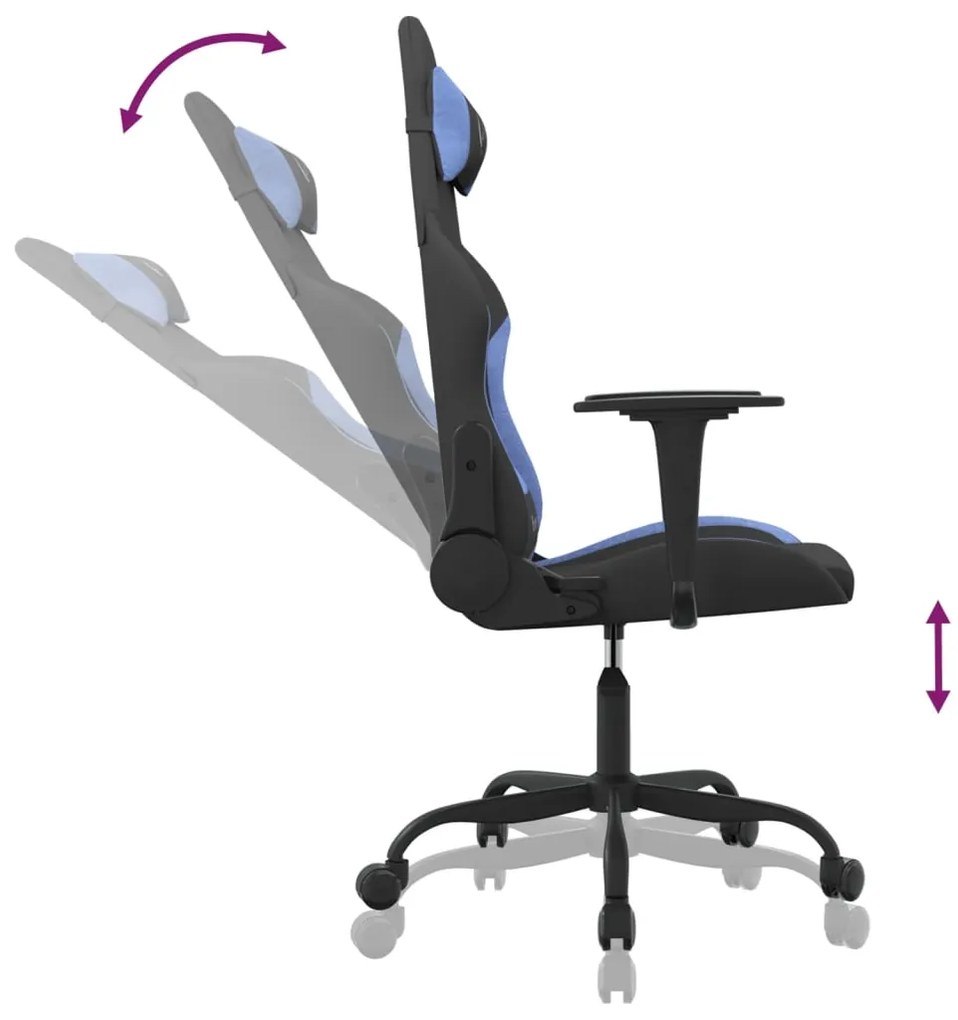 vidaXL Καρέκλα Gaming Μαύρη και Μπλε Υφασμάτινη