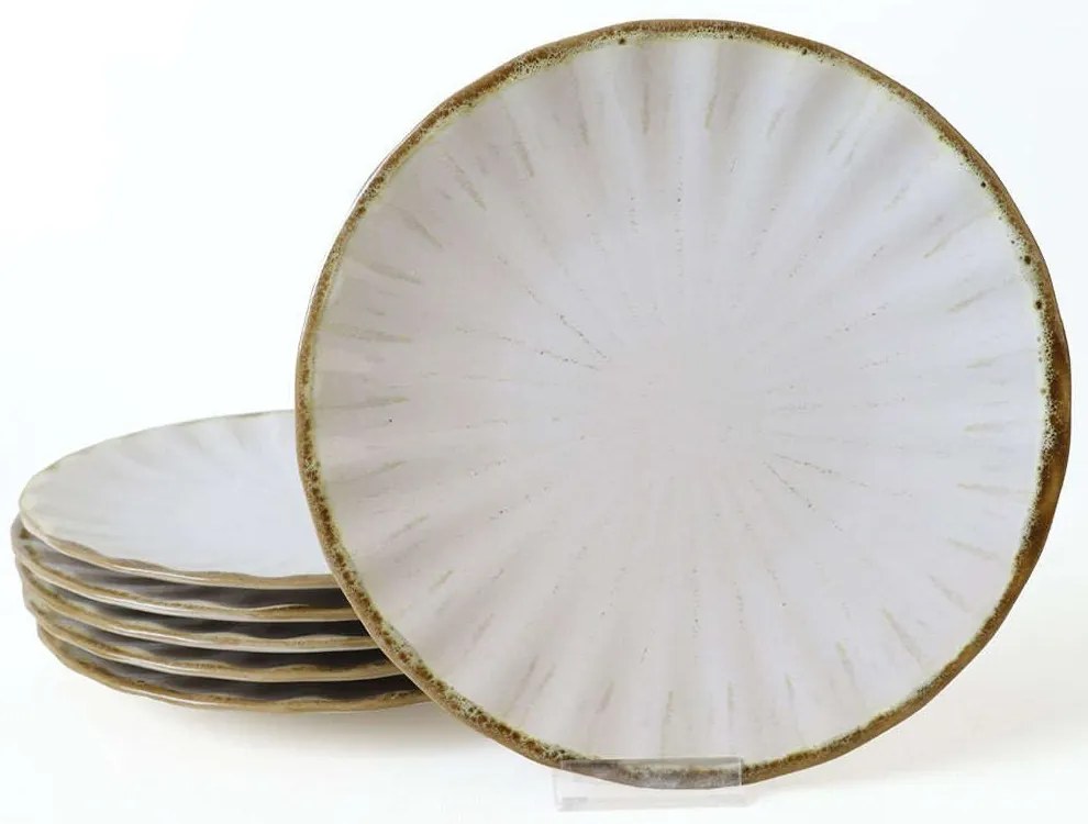 Πιάτο Ρηχό (Σετ 6Τμχ) 275KRM2393 27cm White-Gold Hermia Κεραμικό