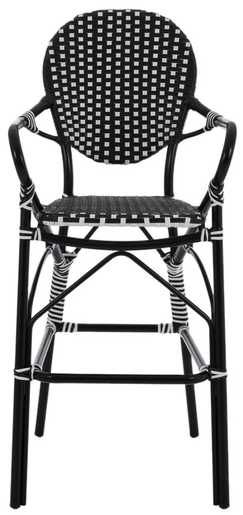 Σκαμπό Αλουμινίου Bamboo Look Με Wicker Μαύρο Λευκό 56x60x126 Εκ.