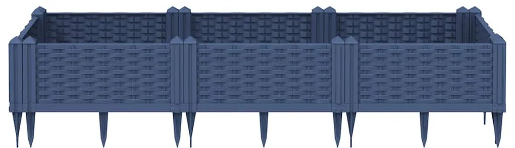 vidaXL Ζαρντινιέρα με Πασσάλους Μπλε Γκρι 125x40x28,5 εκ. Πολυπροπυλένιο