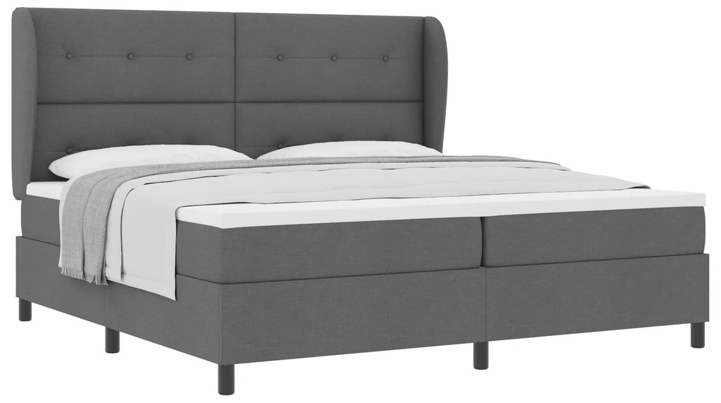 vidaXL Κρεβάτι Box Spring με Στρώμα σε Σκούρο Γκρι, 200x200 εκ. Ύφασμα