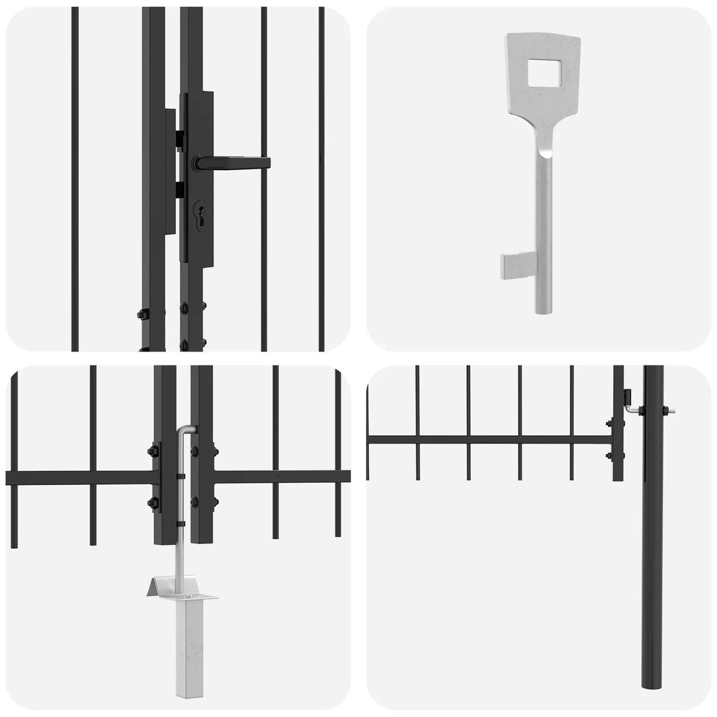 vidaXL Πόρτα Κήπου με Άκρες Σπαθιού Γκρι 175x400 εκ Σίδερο