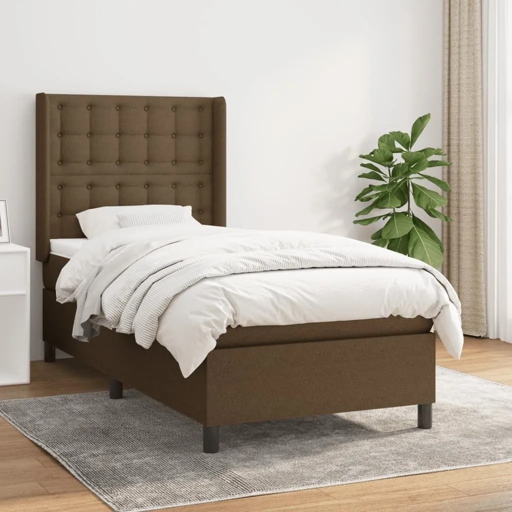 ΚΡΕΒΑΤΙ BOXSPRING ΜΕ ΣΤΡΩΜΑ ΣΚΟΥΡΟ ΚΑΦΕ 90X190 ΕΚ. ΥΦΑΣΜΑΤΙΝΟ 3131716