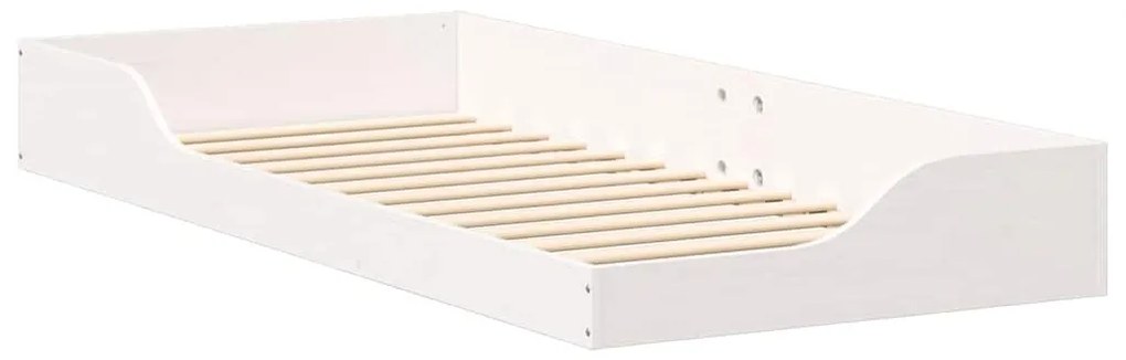 vidaXL Κρεβάτι δαπέδου Λευκό 90 x 210 cm Μασίφ ξύλο πεύκου