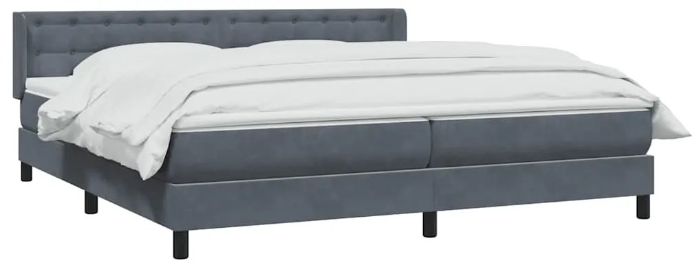 vidaXL Box Spring Κρεβάτι με στρώμα Σκούρο γκρι 180x220 εκ. Βελούδινο