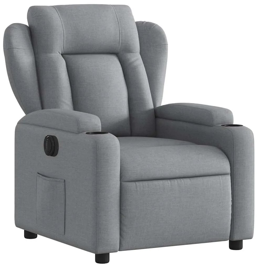 vidaXL Πολυθρόνα Ανακλινόμενη Ηλεκτρική Ανοιχτό Γκρι Υφασμάτινη