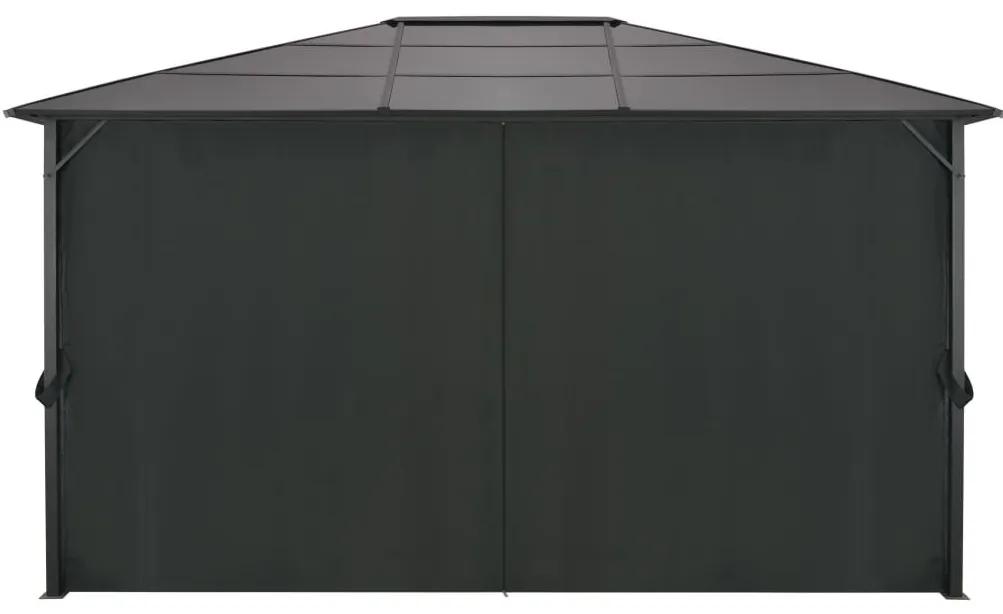 Κιόσκι με Κουρτίνα Μαύρο 4 x 3 x 2,6 μ. από Αλουμίνιο - Μαύρο