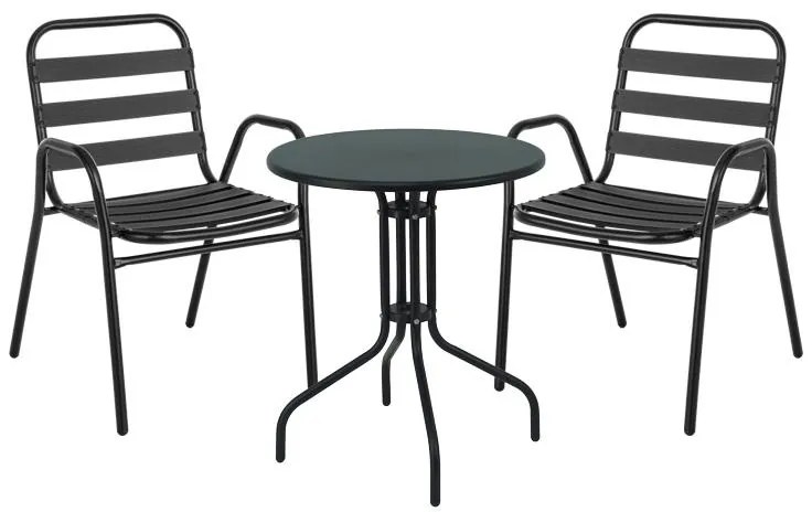 Σετ κήπου - Τραπεζαρία Vergo - Sussie 3 τεμ. μέταλλο μαύρο Φ60x70 εκ. 60x60x70 εκ.