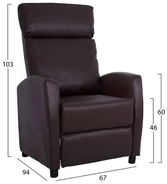 Πολυθρόνα HIBER C8319.02 με Μηχανισμό Relax &amp; PU Καφέ 67x94x103 εκ. 67x94x103 εκ.