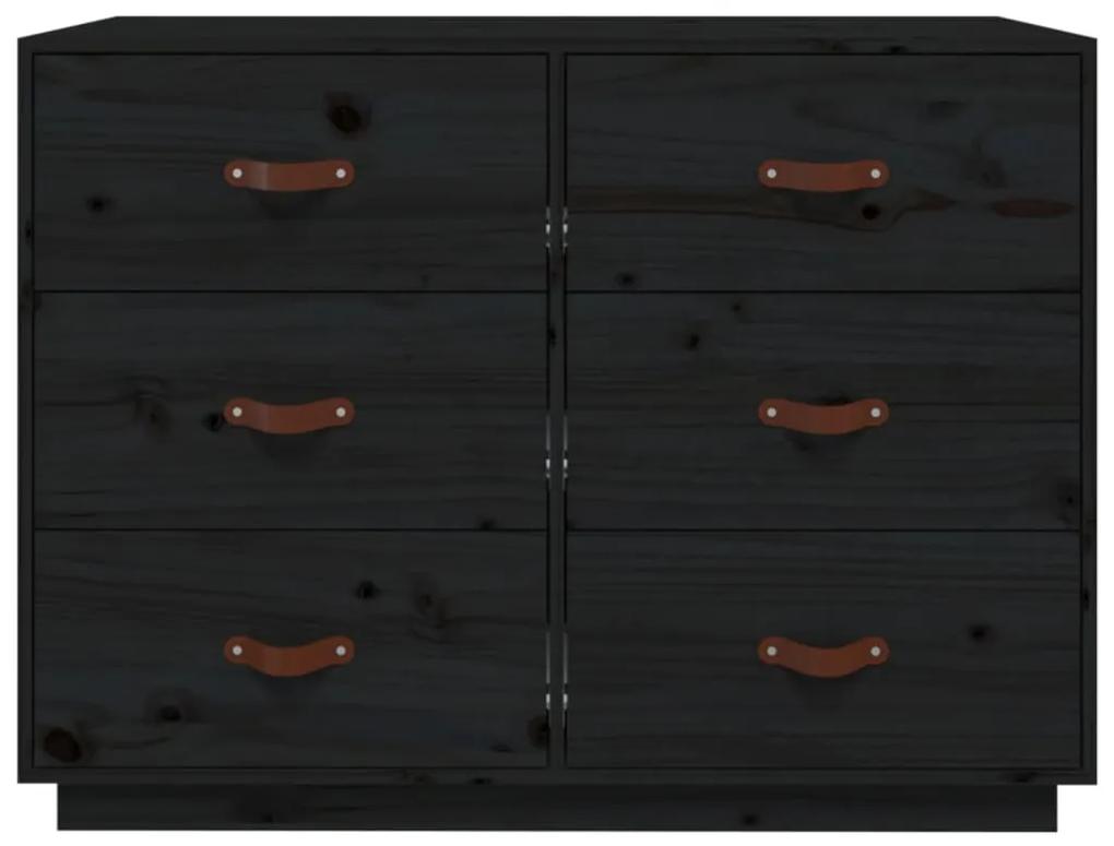 vidaXL Συρταριέρα Μαύρη 100 x 40 x 75 εκ. από Μασίφ Ξύλο Πεύκου