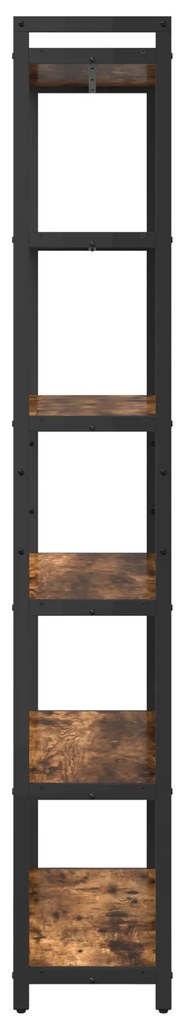vidaXL Βιβλιοθήκη Καπνιστή δρυς 80 x 30 x 188 εκ Ξύλο και Χάλυβας