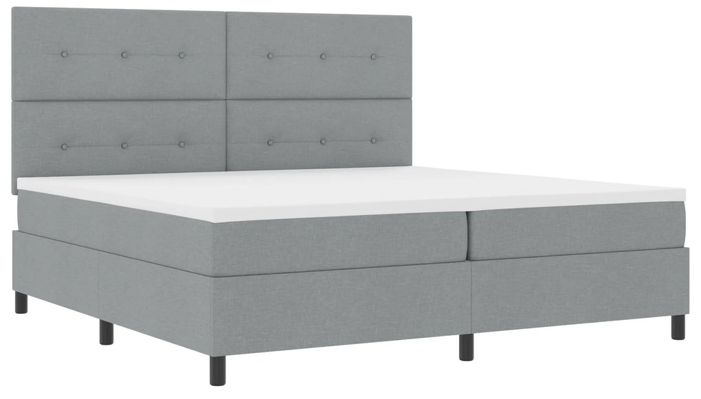 vidaXL Κρεβάτι Box Spring με Στρώμα Γκρι 200x200 εκ. Υφάσματος