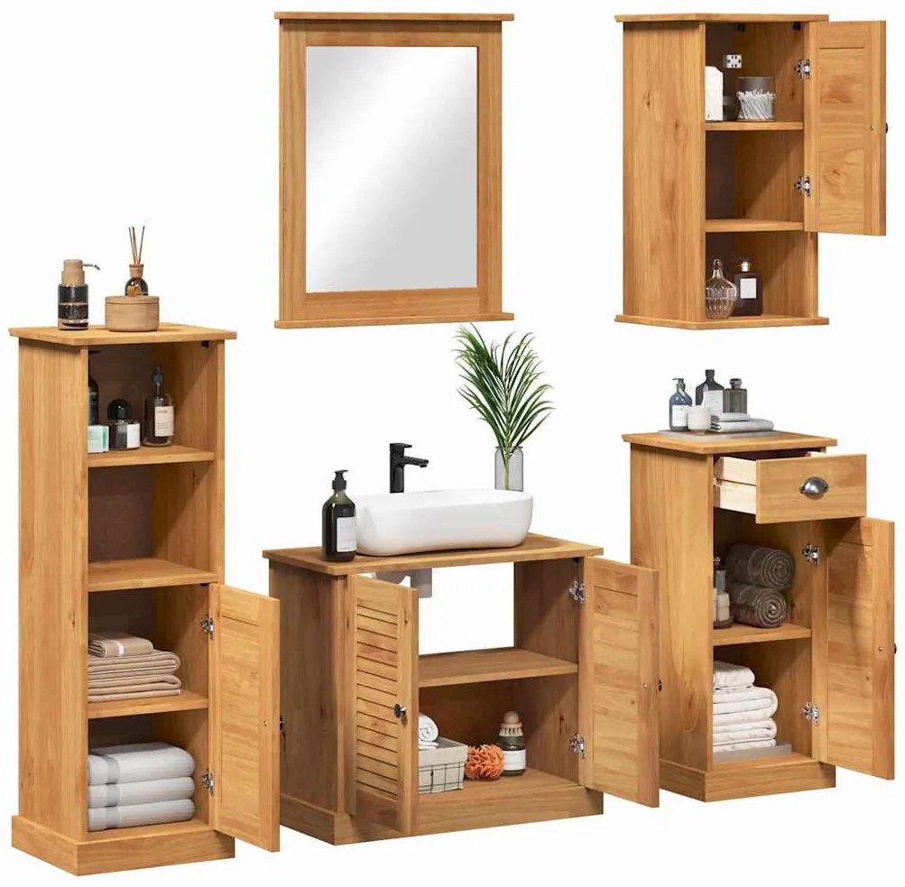 vidaXL Σετ Επίπλων Μπάνιου VIGO 5 pcs καφέ μελί 37 x 34 x 110 εκ