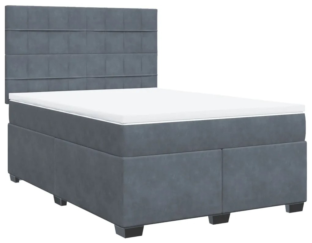 ΚΡΕΒΑΤΙ BOXSPRING ΜΕ ΣΤΡΩΜΑ ΣΚΟΥΡΟ ΓΚΡΙ 140X190 ΕΚ. ΒΕΛΟΥΔΙΝΟ 3290907