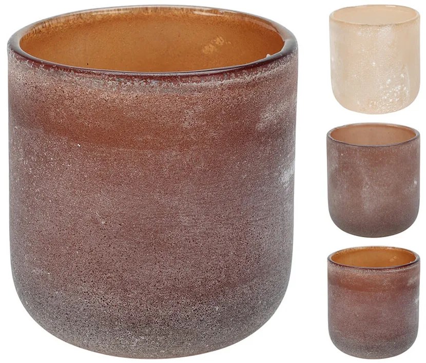 Διακοσμητικό Κηροπήγιο γυάλινο, με διαστάσεις 9.5x10cm, σε 3 επιλογές χρώματος