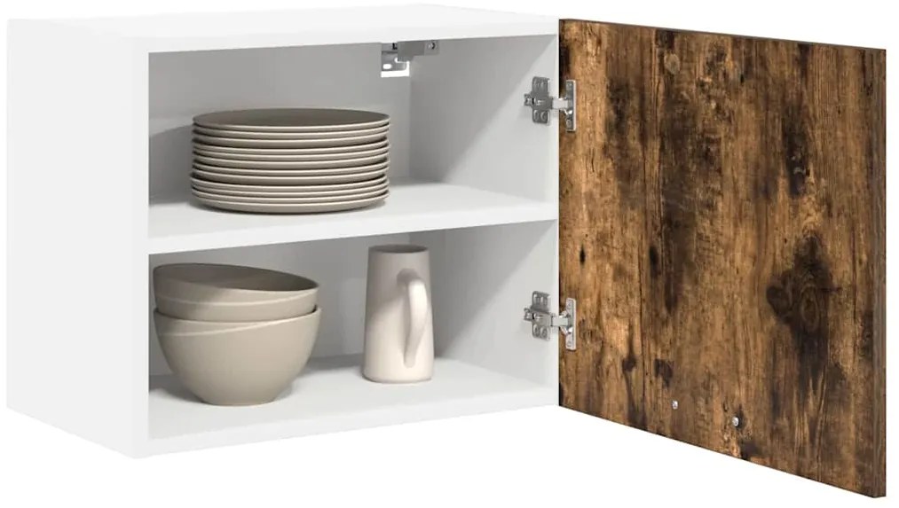 vidaXL Κρεμαστό ντουλάπι Καπνιστός Δρυς και Λευκό 50 x 31 x 40 εκ.