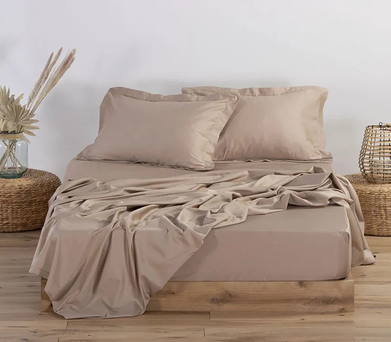 Σεντόνι Υπέρδιπλο Βαμβακοσατέν Elements Beige 240x270 - Nef-Nef Homeware