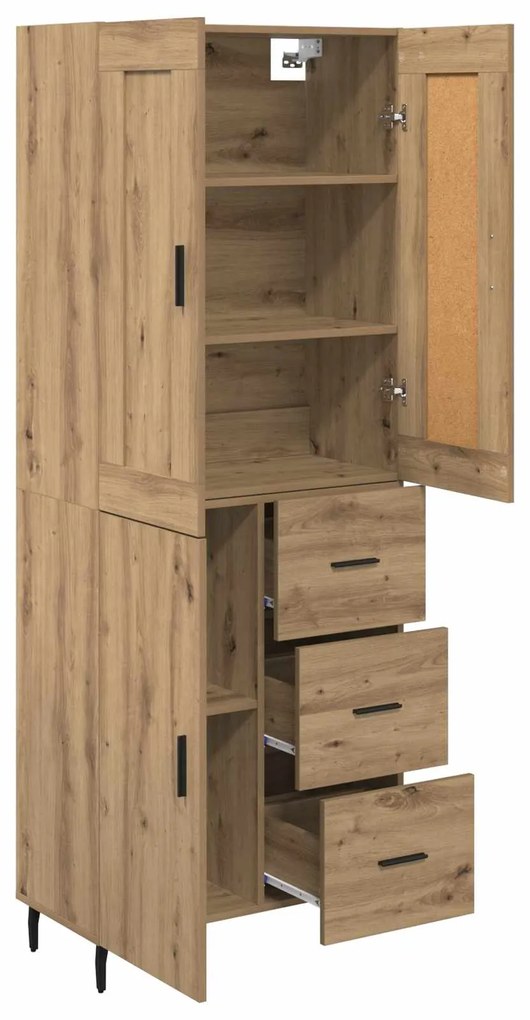 vidaXL Highboard με συρτάρι 2 pcs Artisan Oak Σύνθετο Ξύλο και Γυαλί
