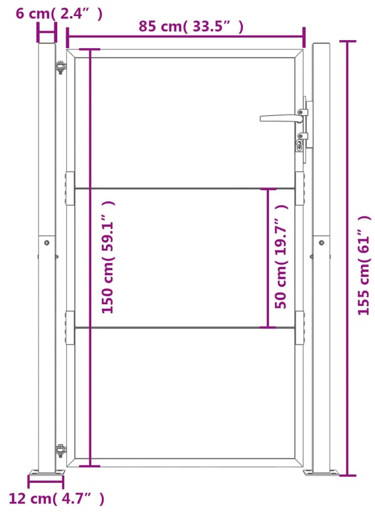 Πύλη Κήπου 105 x 155 εκ. από Ατσάλι Corten - Καφέ