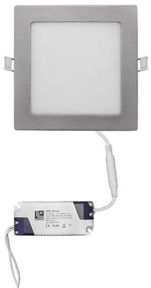 Φωτιστικό PL Χωνευτό 12W SMD Slim Ασημί 6300Κ 21-0122060 Lumen-21-0122060-Ασημί 21-0122060