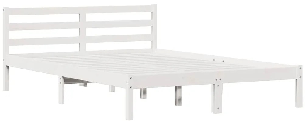 vidaXL Κρεβάτι με κεφαλάρι Λευκό 210 x 140 εκ Μασίφ ξύλο πεύκου