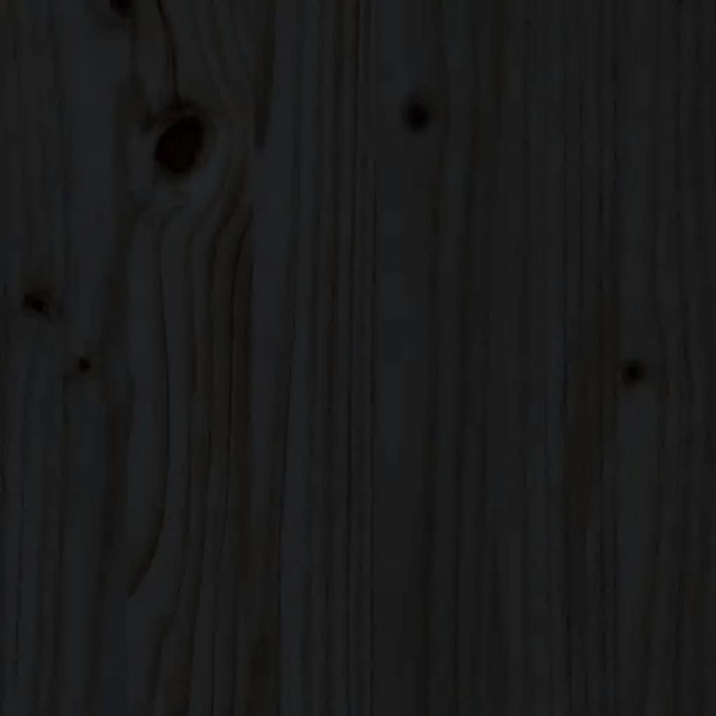 Κομοδίνο Μαύρο 60 x 34 x 51 εκ. από Μασίφ Ξύλο Πεύκου - Μαύρο