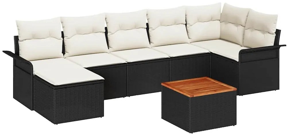 vidaXL Σετ Καναπέ Κήπου 8 pcs Μαύρο Πολυ ράταν