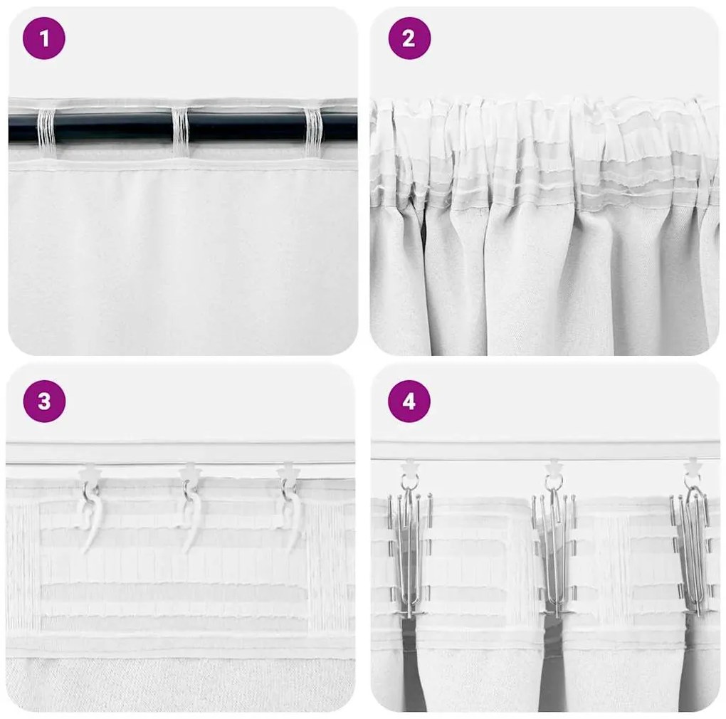 vidaXL Κουρτίνες Μαύρης Ύφανσης με Δαχτυλίδια 2 pcs Λευκό φωτεινό