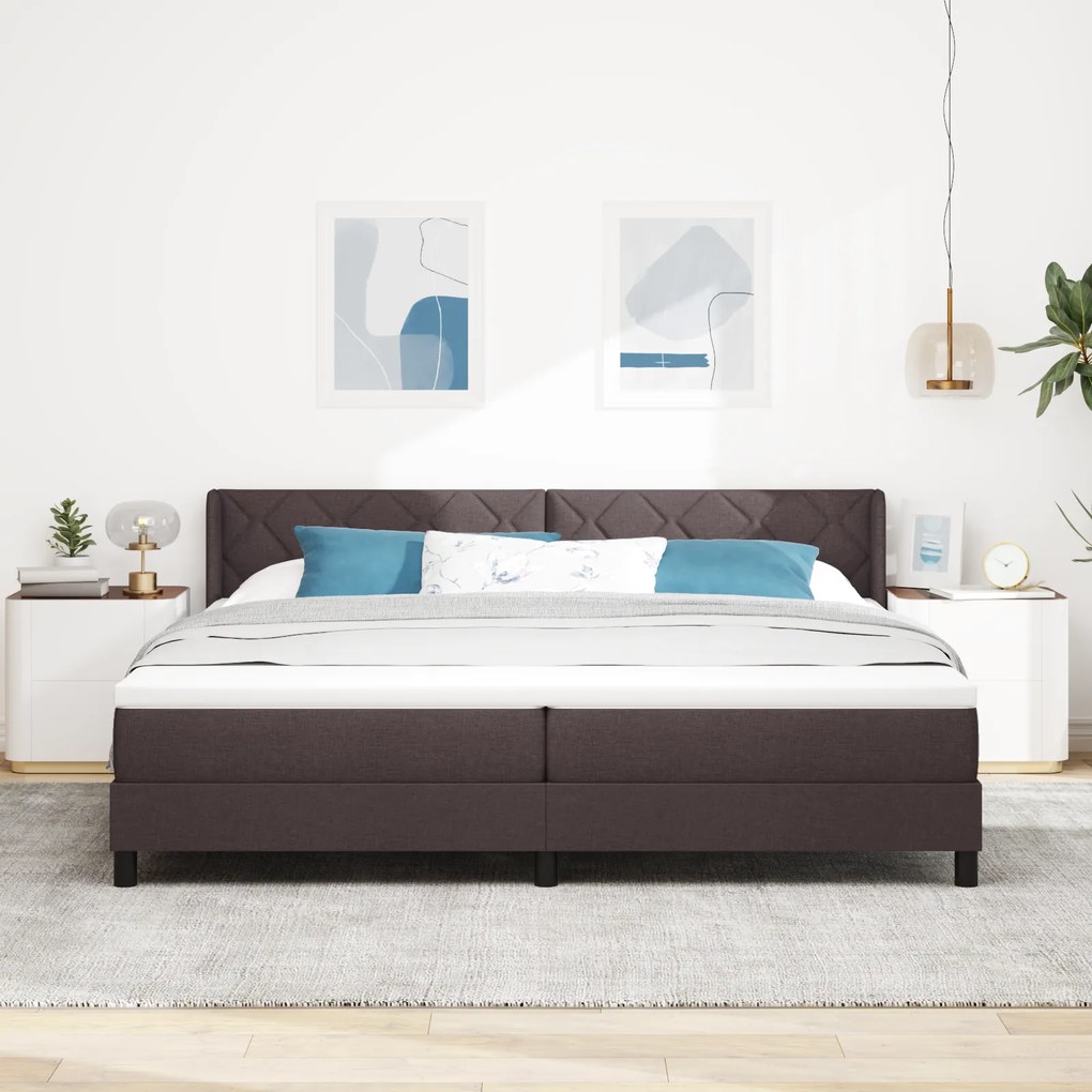 vidaXL Κρεβάτι με ελατήρια Σκούρο Καφέ 200 x 200 cm Ύφασμα και αφρός
