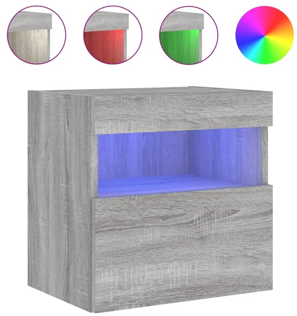 vidaXL Έπιπλα Τοίχου Τηλ. με LED 2 Τεμ. Γκρι Sonoma 40x30x40 εκ.