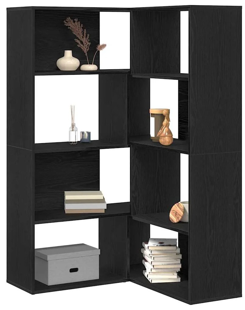 vidaXL Βιβλιοθήκη Μαύρη δρυς 140 x 30 x 140 εκ Επεξεργασμένο ξύλο