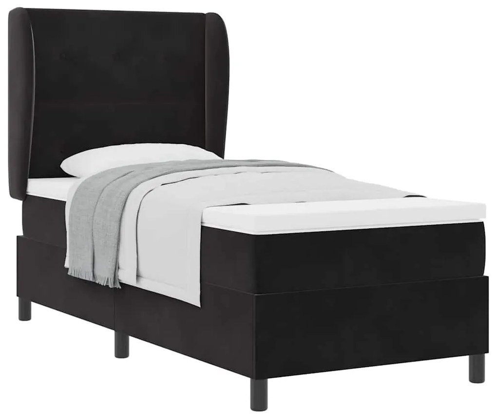 vidaXL Κρεβάτι με ελατήρια με στρώμα Μαύρο 80 x 200 cm Βελούδο