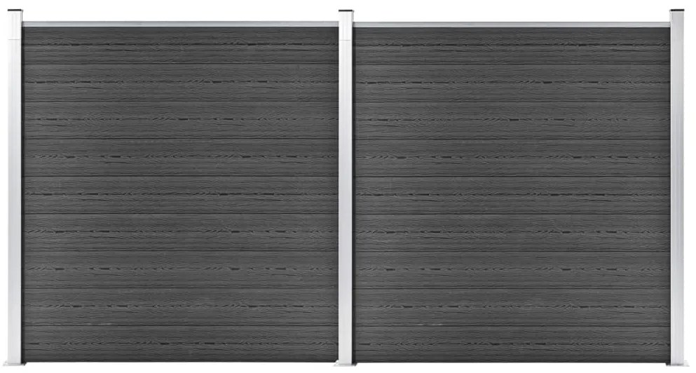 vidaXL Σετ Πάνελ Περίφραξης Μαύρο 353 x 186 εκ. από WPC